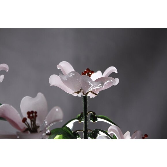 Vintage Pink glass flower bonsai 11 x 12 inches, pink flowering dogwood - Picture 9 of 10